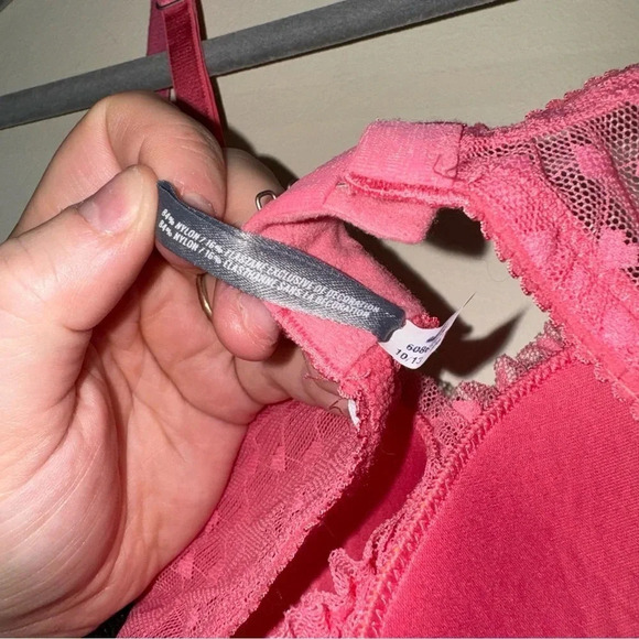 Women’s Aerie Brand Pink Heart Print Push-Up Bra  with Fluffy Trim 2013 Size 34C - Picture 13 of 16